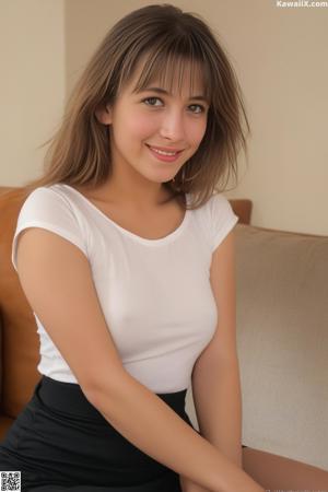 A woman in a white bra and panties posing for the camera.