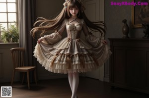 A woman in a dress with long hair is posing for a picture.